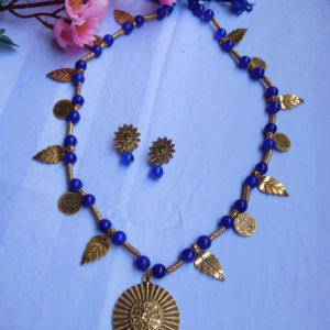 Dark Blue Gold Oxidised Set