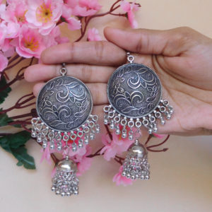 Oxidised Earring with Jhumka