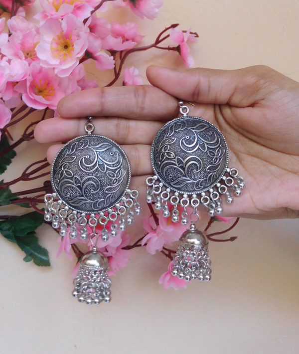 Oxidised Earring with Jhumka