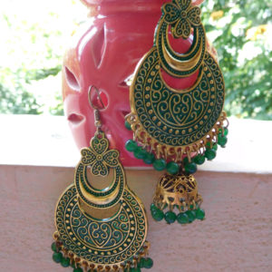 Oxidised Golden-Green Earring